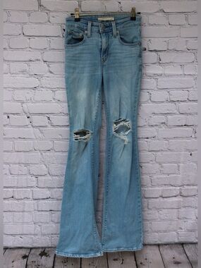 Levi’s 726 High Rise Flare Jeans Size 24 Distressed Medium Wash